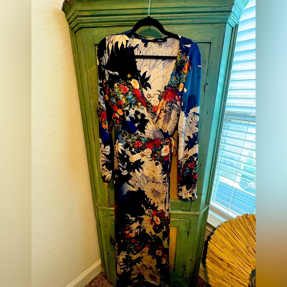Lulu's Vibrant Floral Long Sleeve Maxi Dress